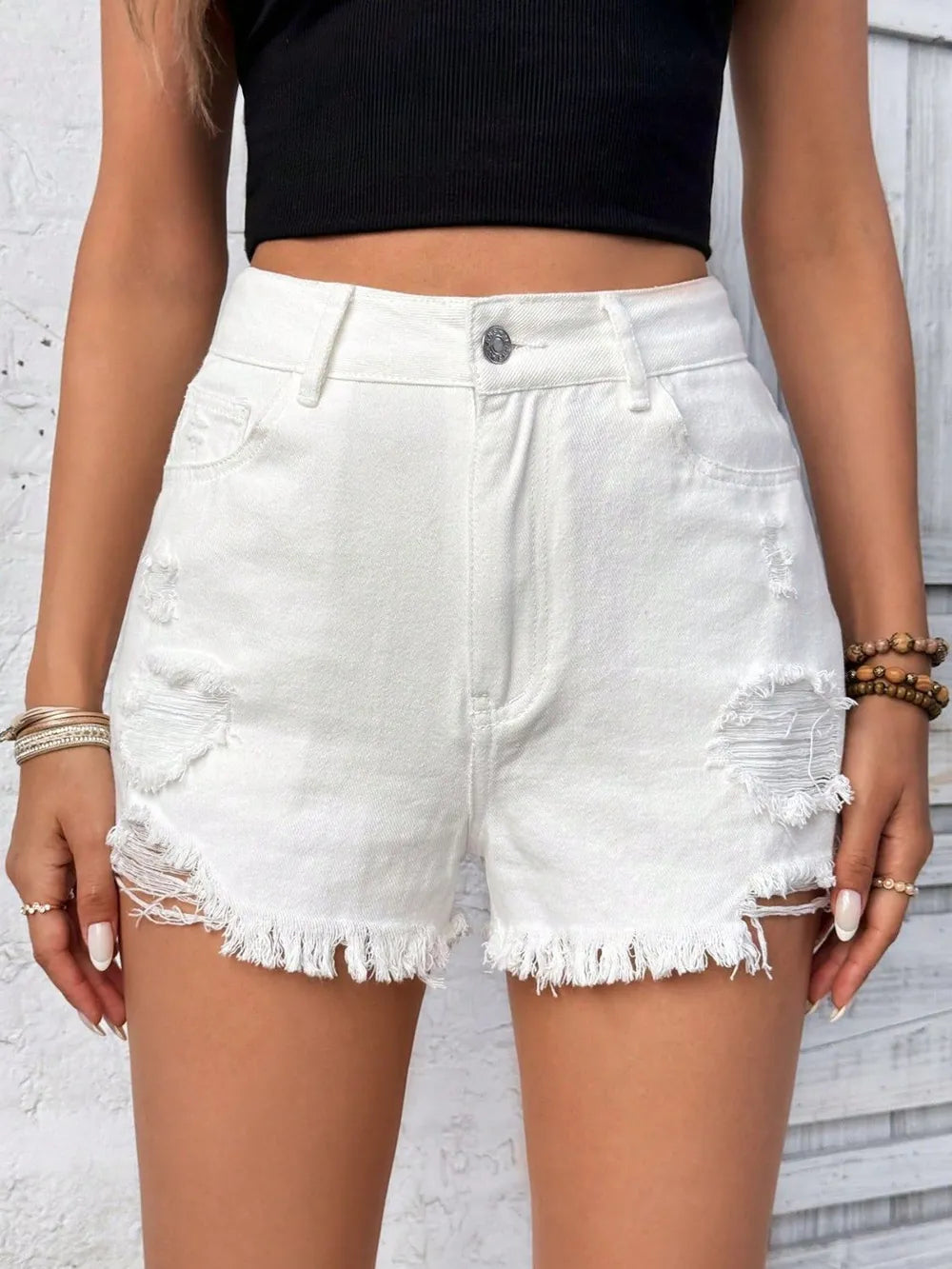 Shorts High Rise Raw Edge