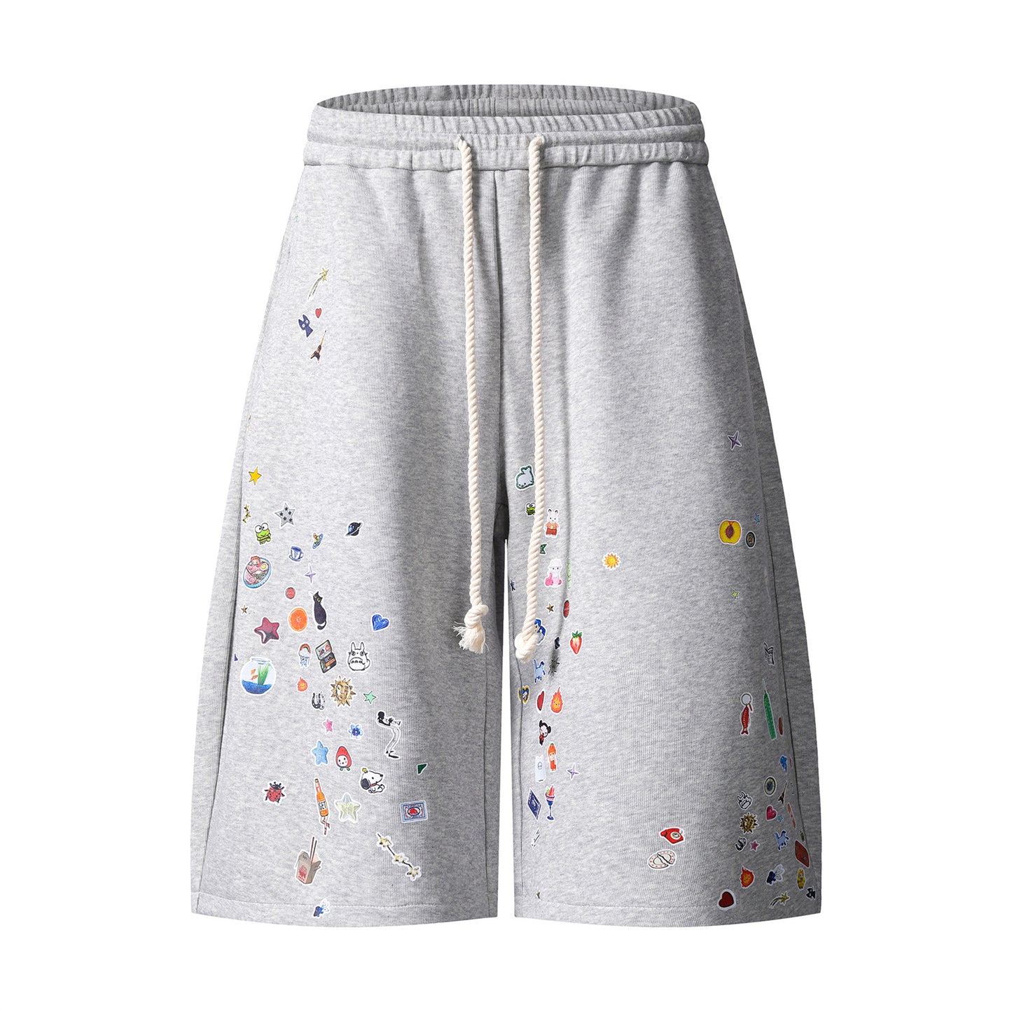 Bermuda “Toon Bloom” stampa cartoon retro fit largo