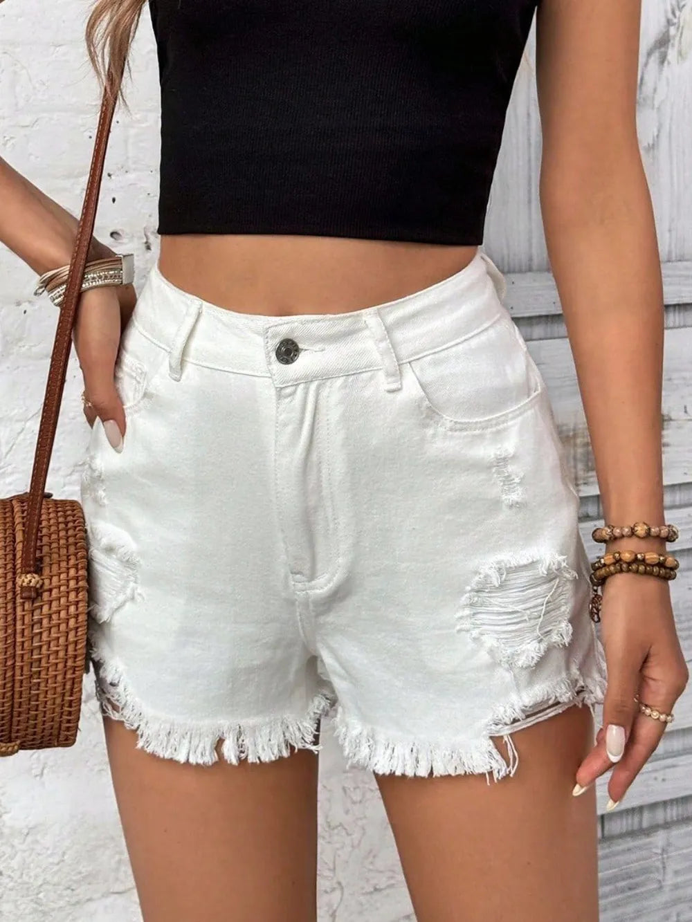 Shorts High Rise Raw Edge