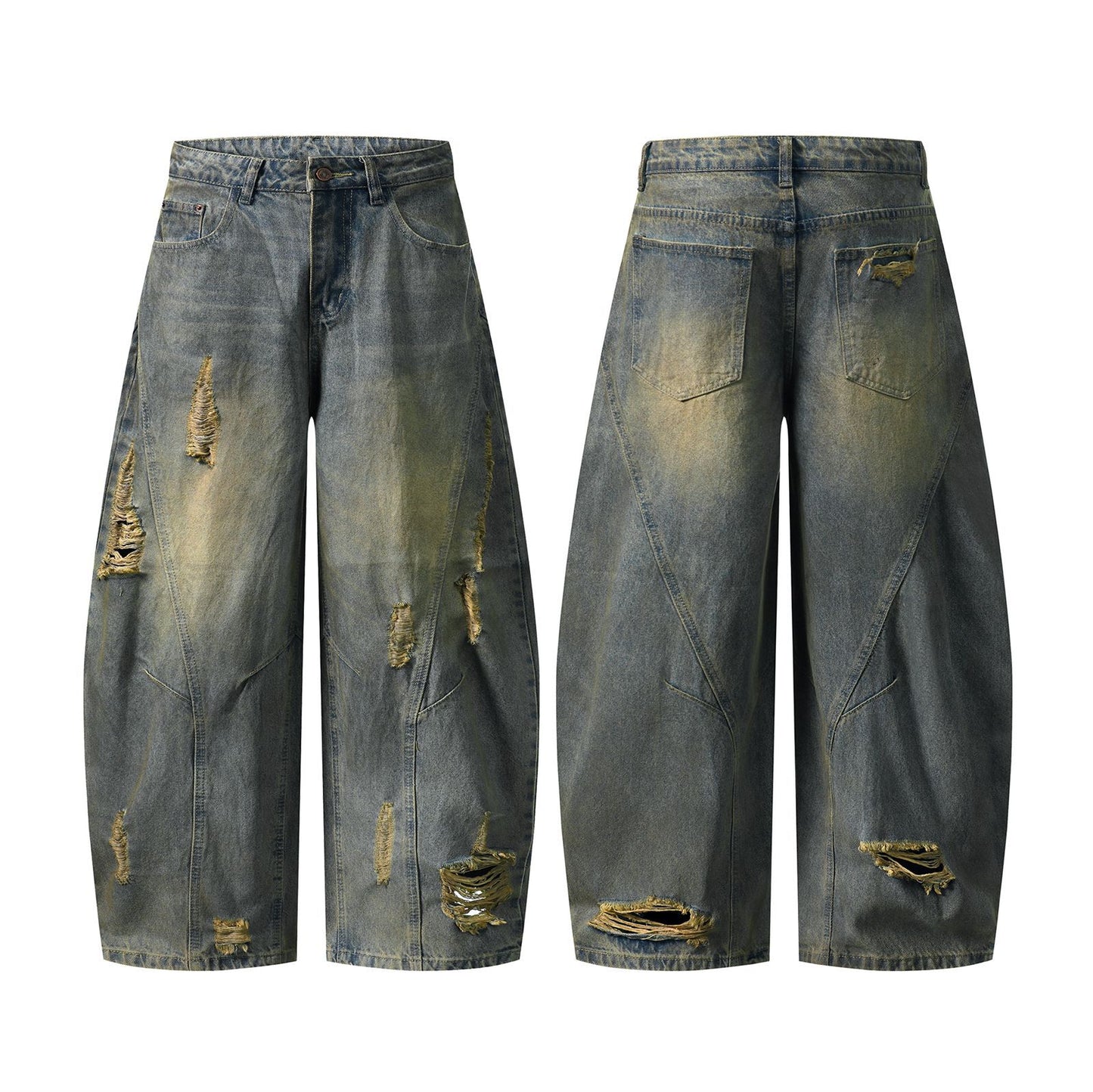 Bermuda “Vintage Scratch” denim lavato e distressed