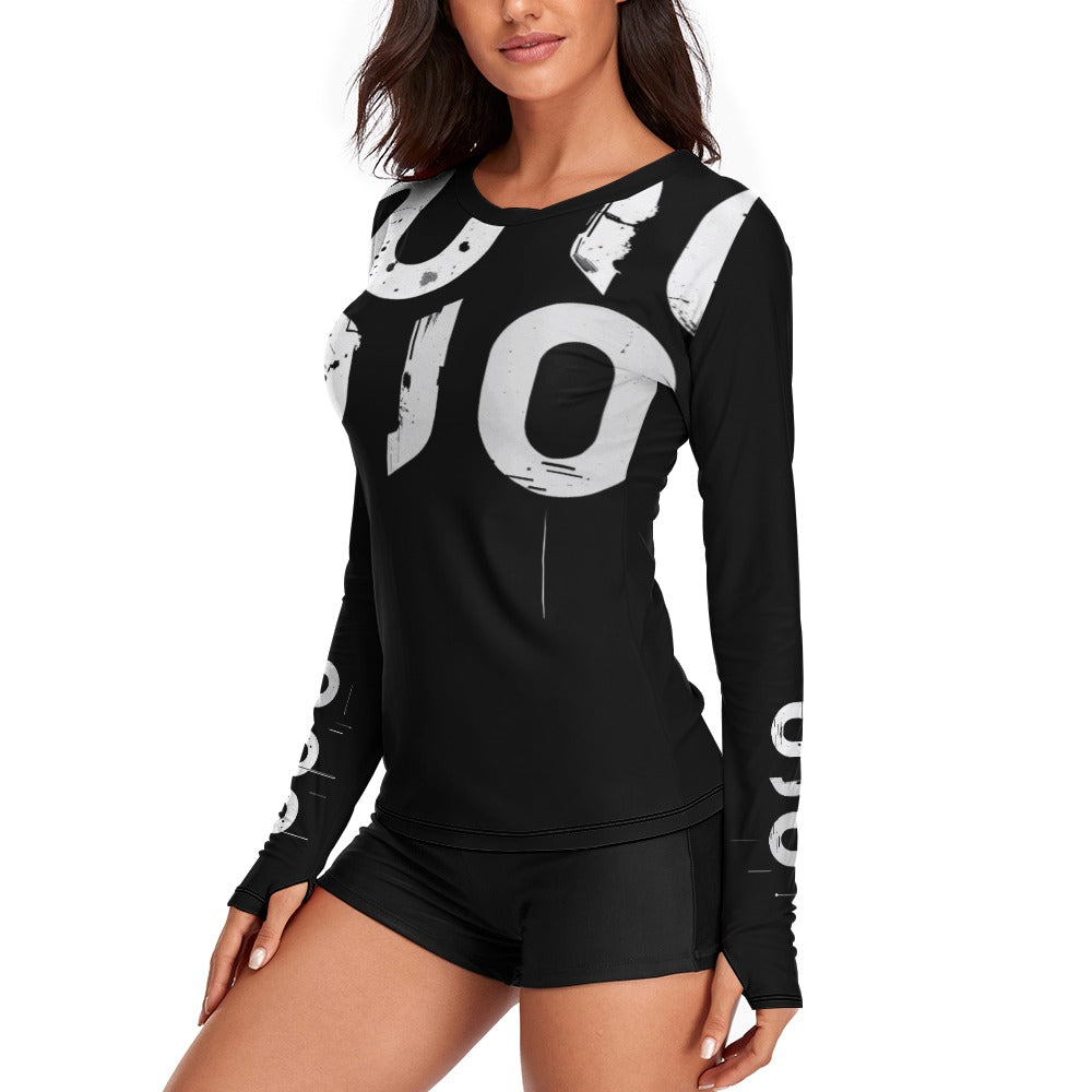 T-shirt Donna Aderente Manica Lunga “Concrete Echoes Icon” – Black Edition