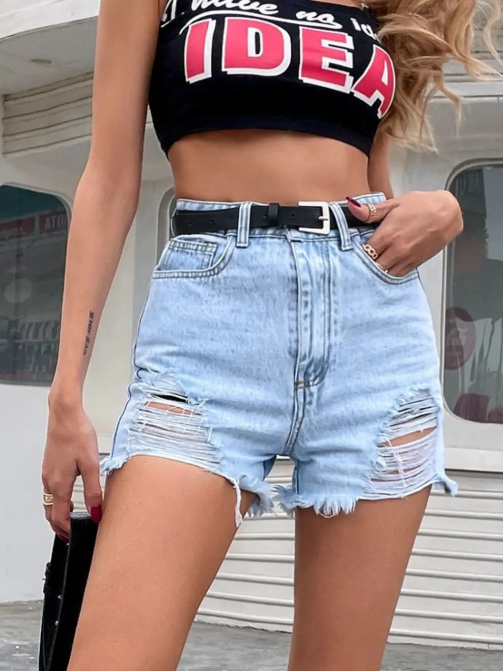 Shorts Distressed Raw Hem