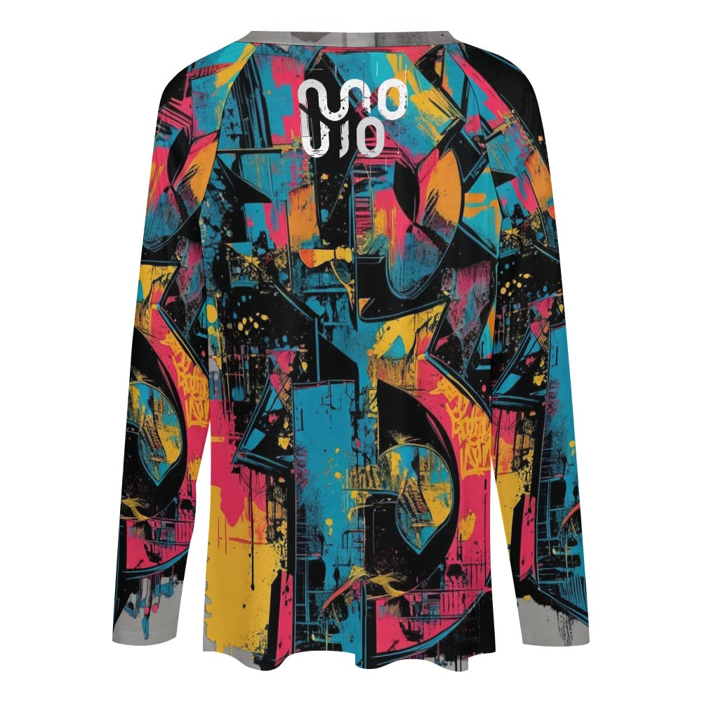 T-shirt donna lunga V-neck “Visual Riot” – Concrete Echoes | JSHUB