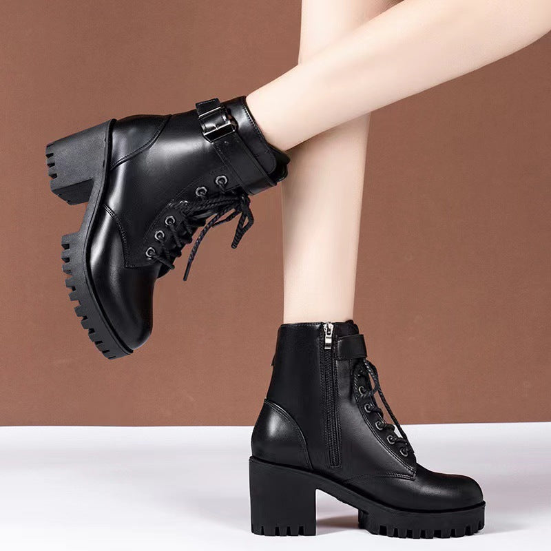 Stivali Martin Buckle Thick Sole