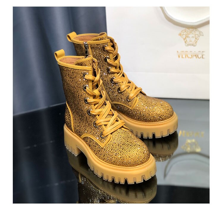 Stivali donna Shine Riot – Martin Boots con Strass e Tacco Bold