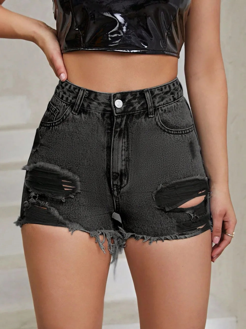 Shorts High Rise Raw Edge