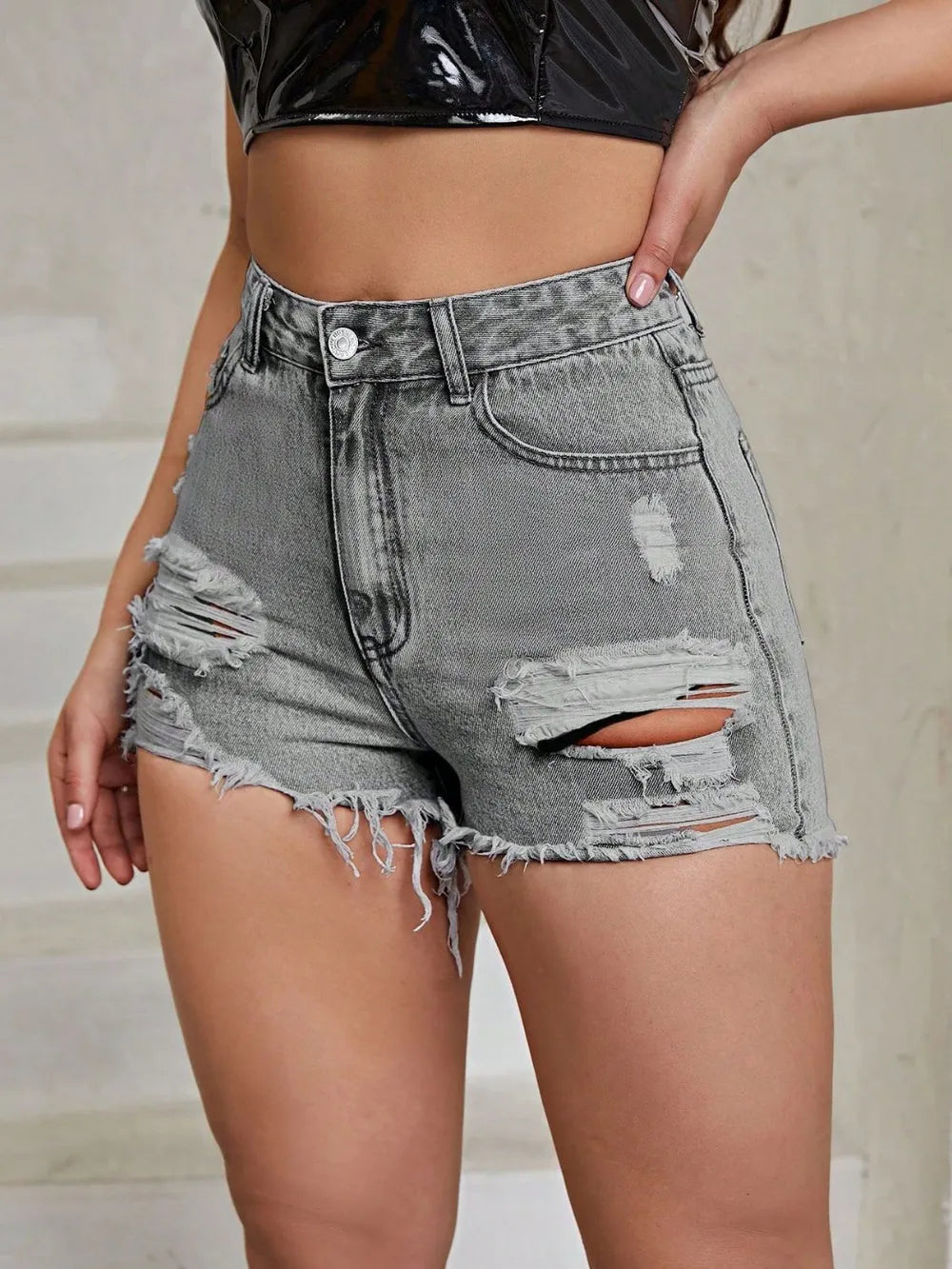 Shorts High Rise Raw Edge
