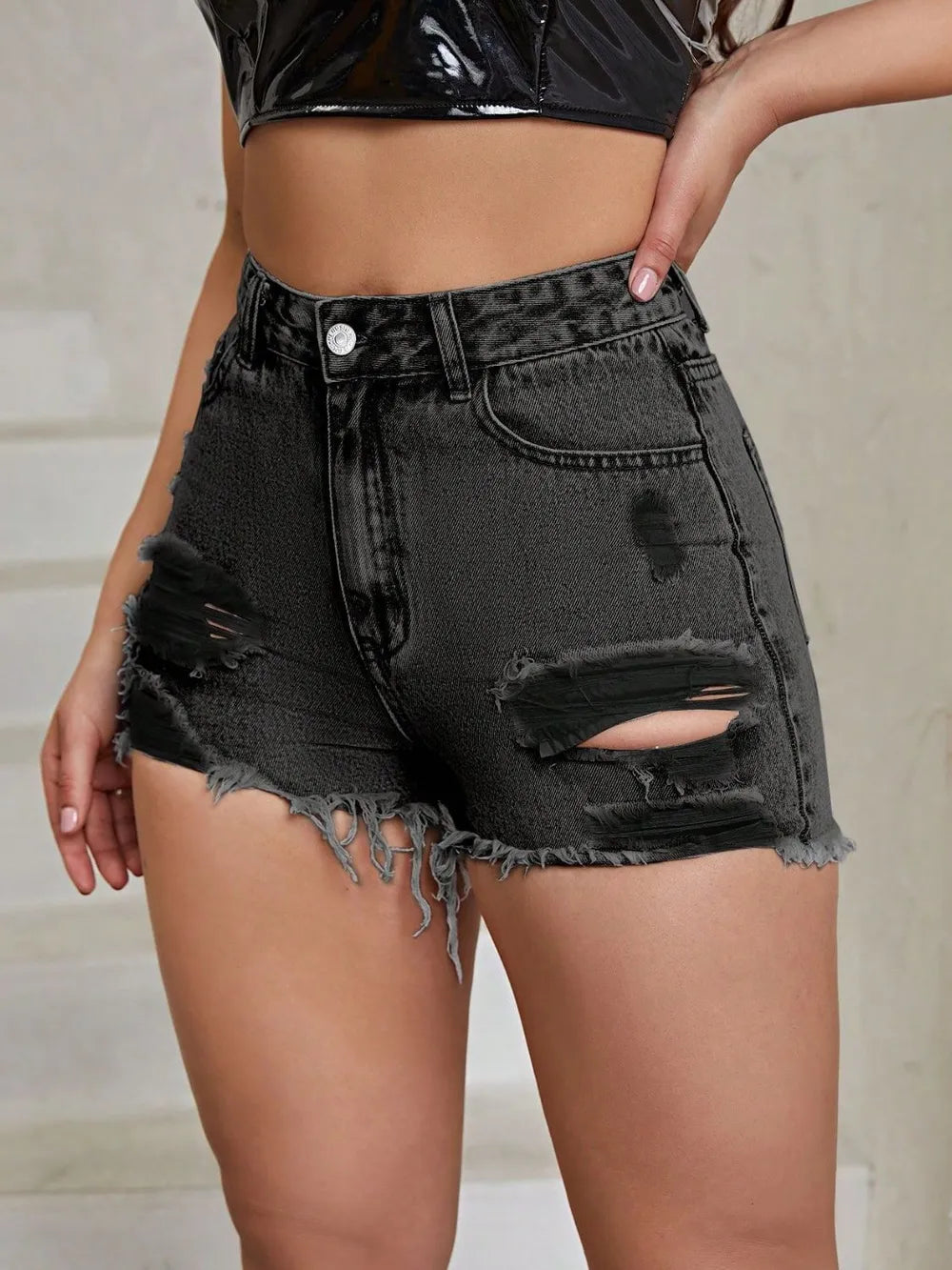 Shorts High Rise Raw Edge