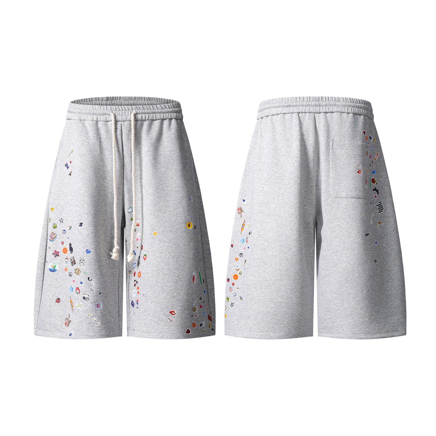 Bermuda “Toon Bloom” stampa cartoon retro fit largo