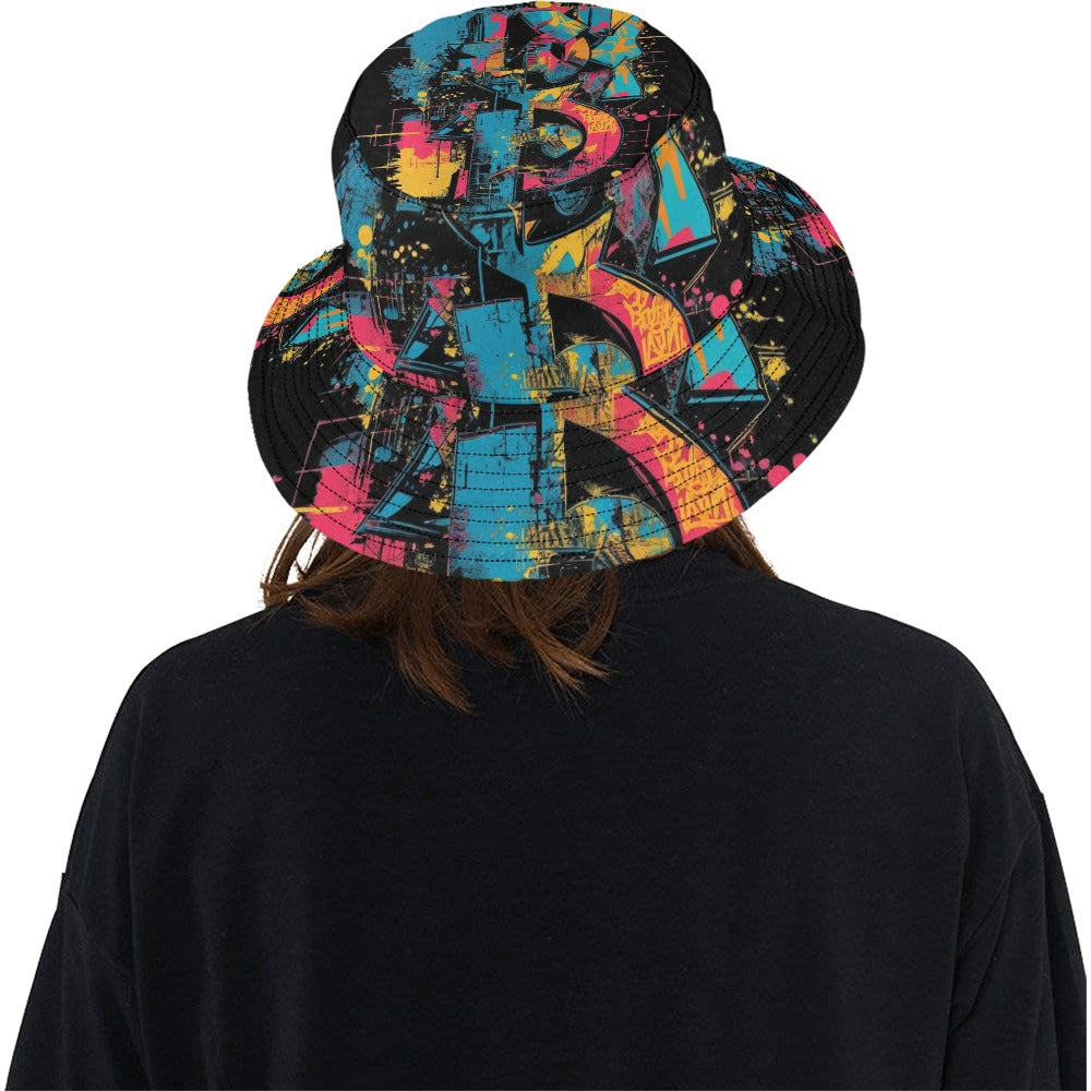 Cappello da Pescatore Donna Visual Riot – Cotone Twill con Stampa Graffiti All-Over | Concrete Echoes