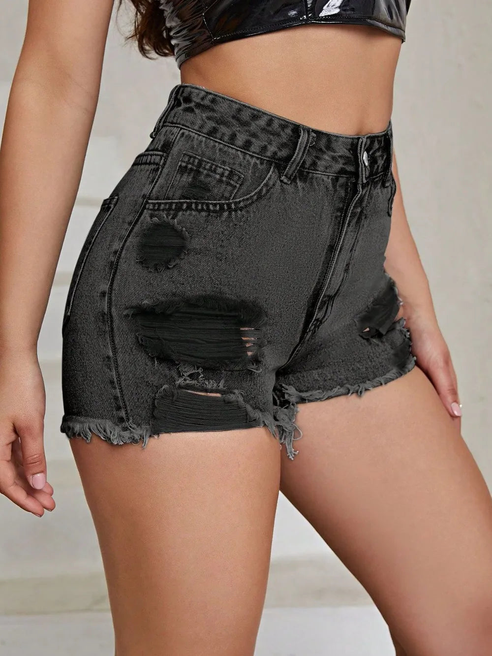 Shorts High Rise Raw Edge