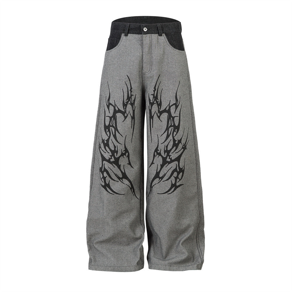 Jeans Street Design con Stampa Totem Thorns