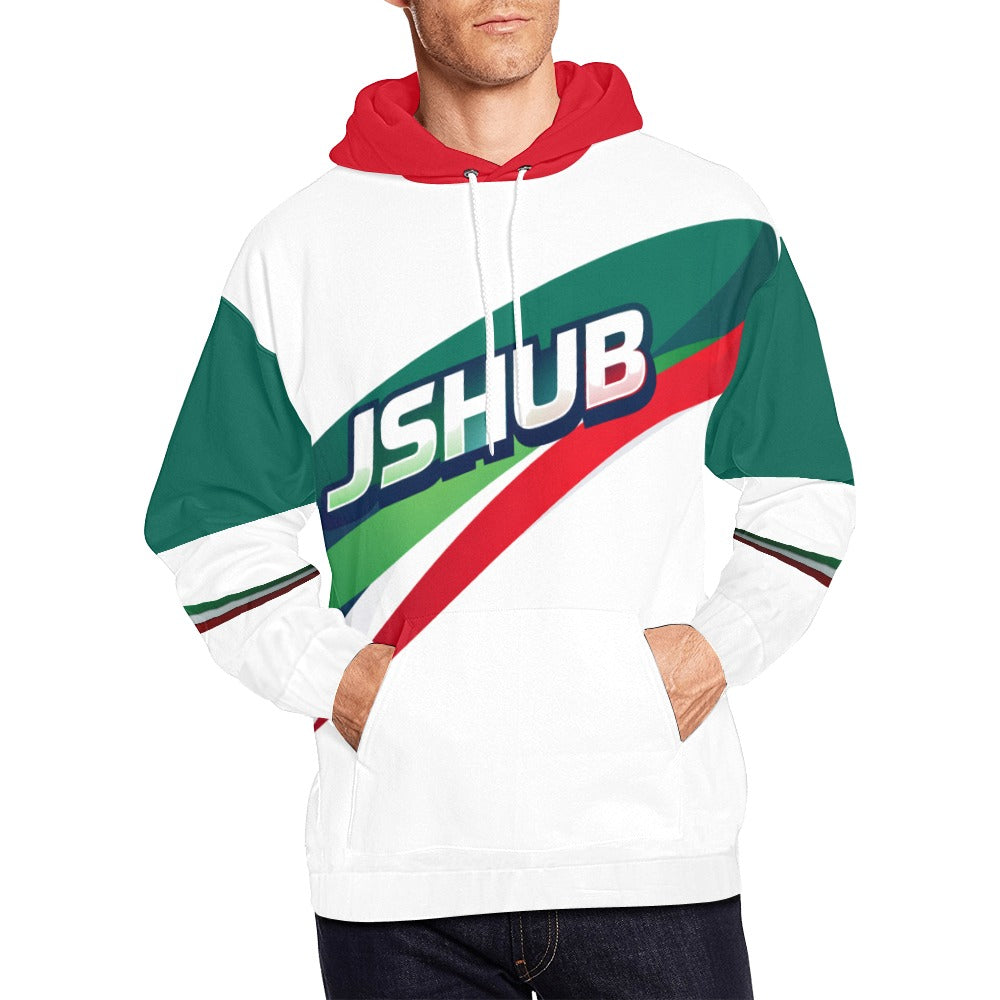 Felpa Italy Uomo Bianca Cappuccio JSHUB Tricolore Winter Nation 2026 Streetwear
