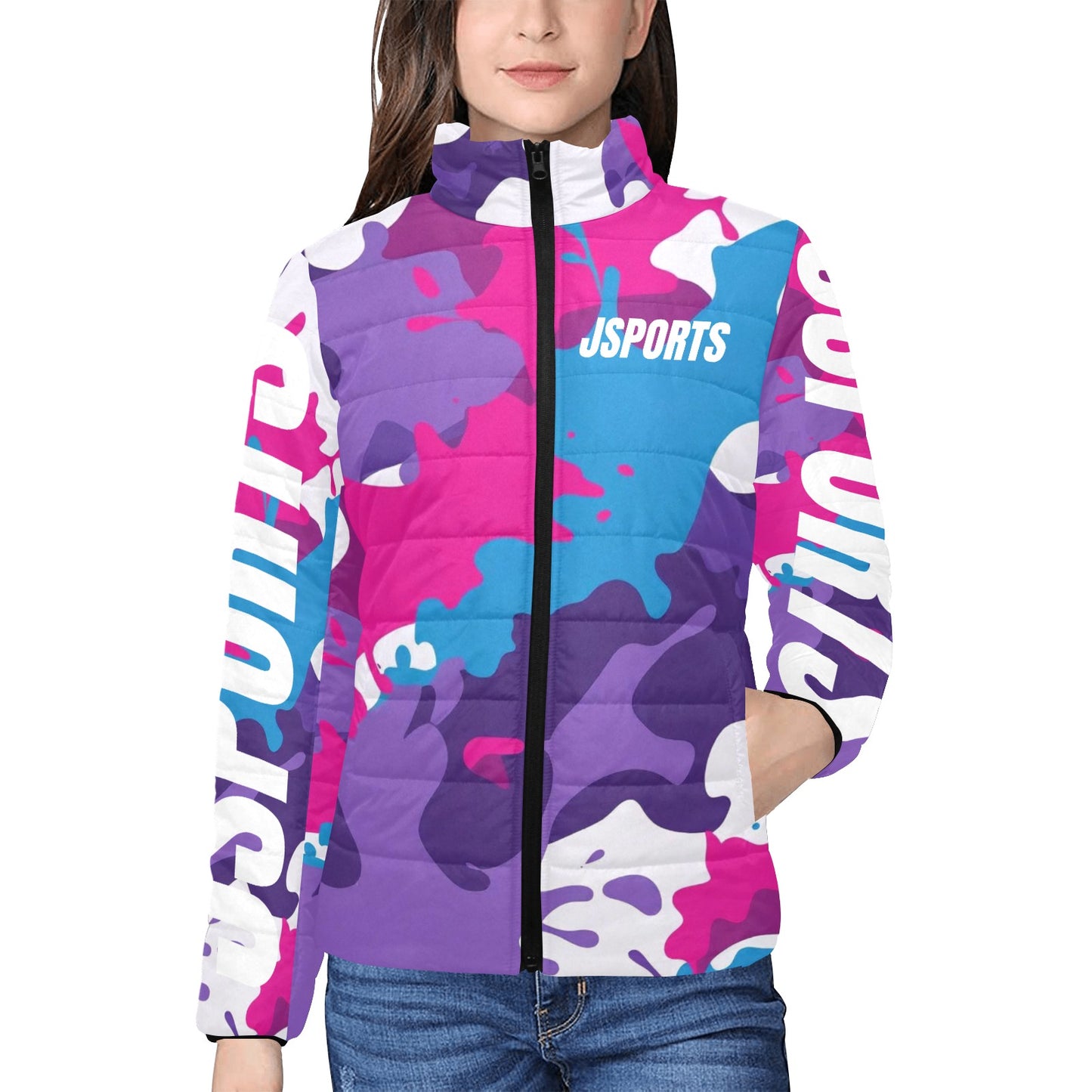 Giacca imbottita donna mimetica colorata Urban Pulse JSports colletto rialzato