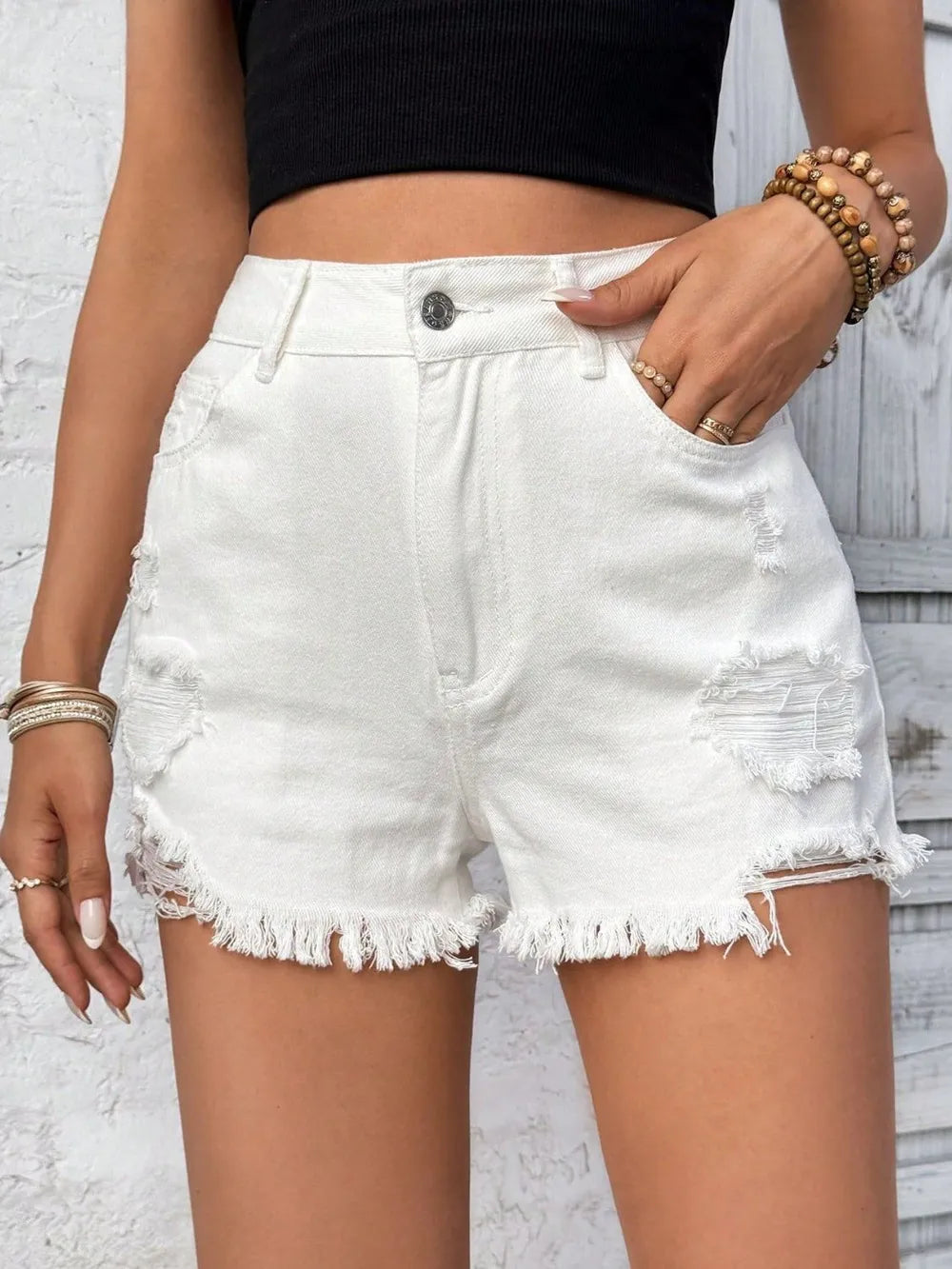 Shorts High Rise Raw Edge