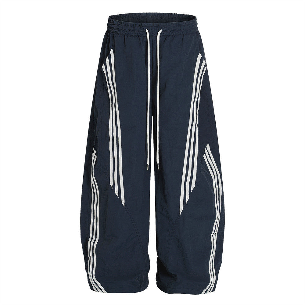 Pantaloni Uomo Gamba Larga Street Style con Tre Strisce