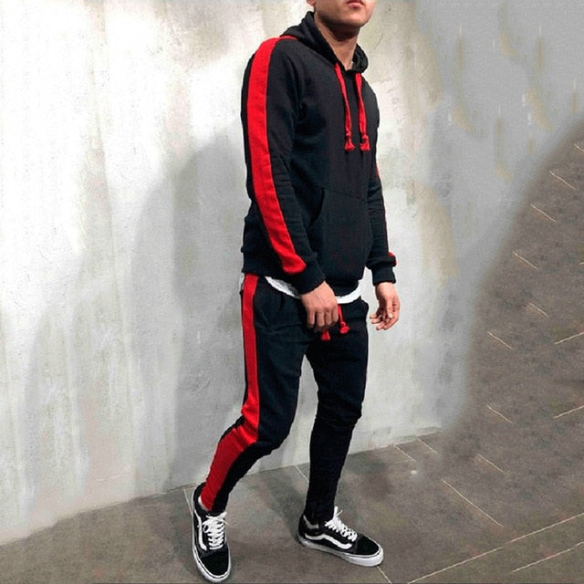 Tuta Stripe Line Set – Felpa Patchwork + Jogger con Coulisse