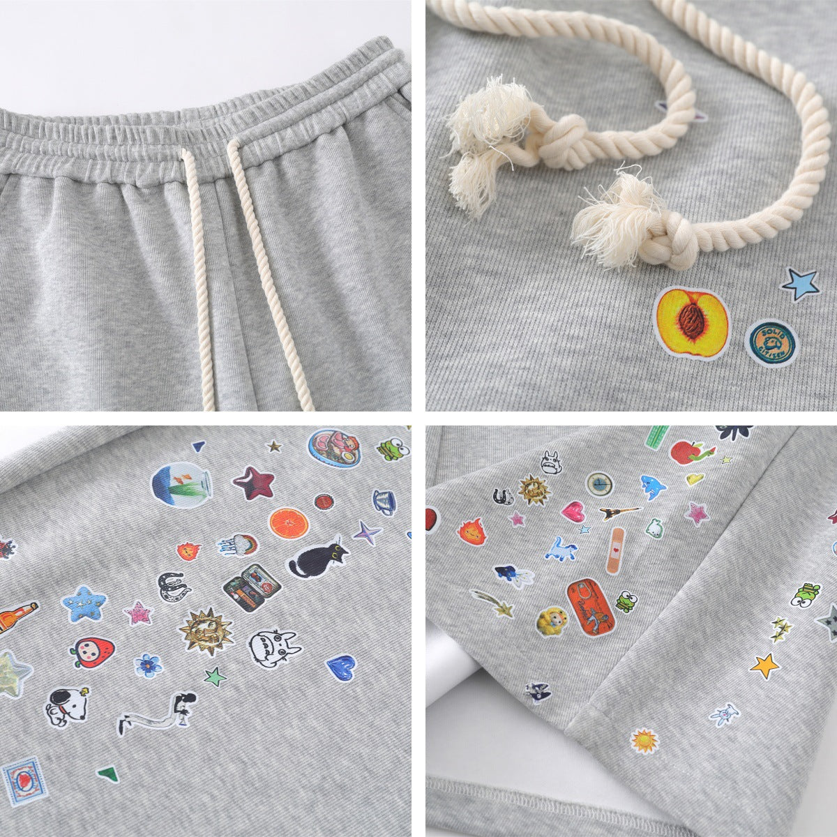 Bermuda “Toon Bloom” stampa cartoon retro fit largo
