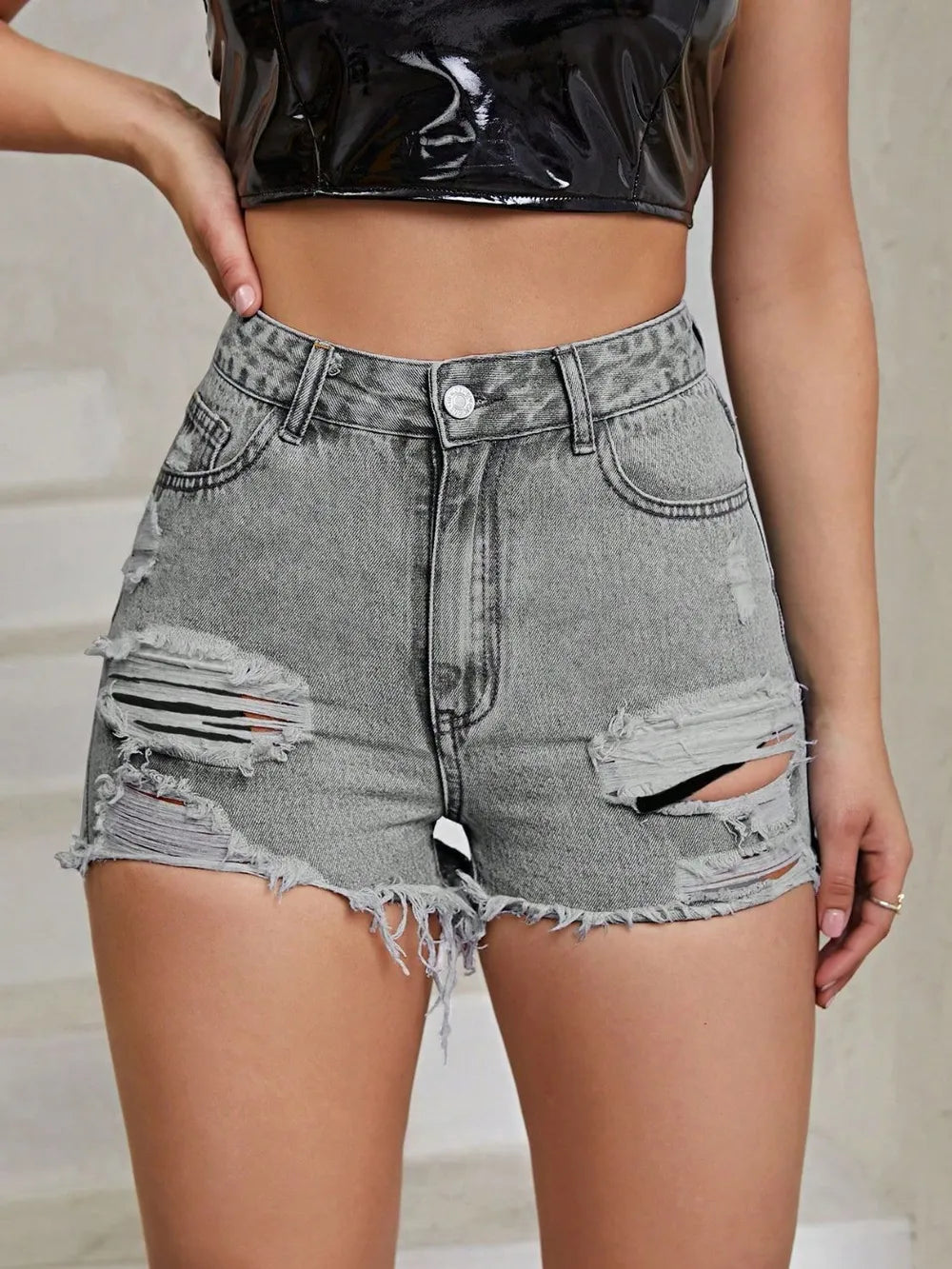 Shorts High Rise Raw Edge