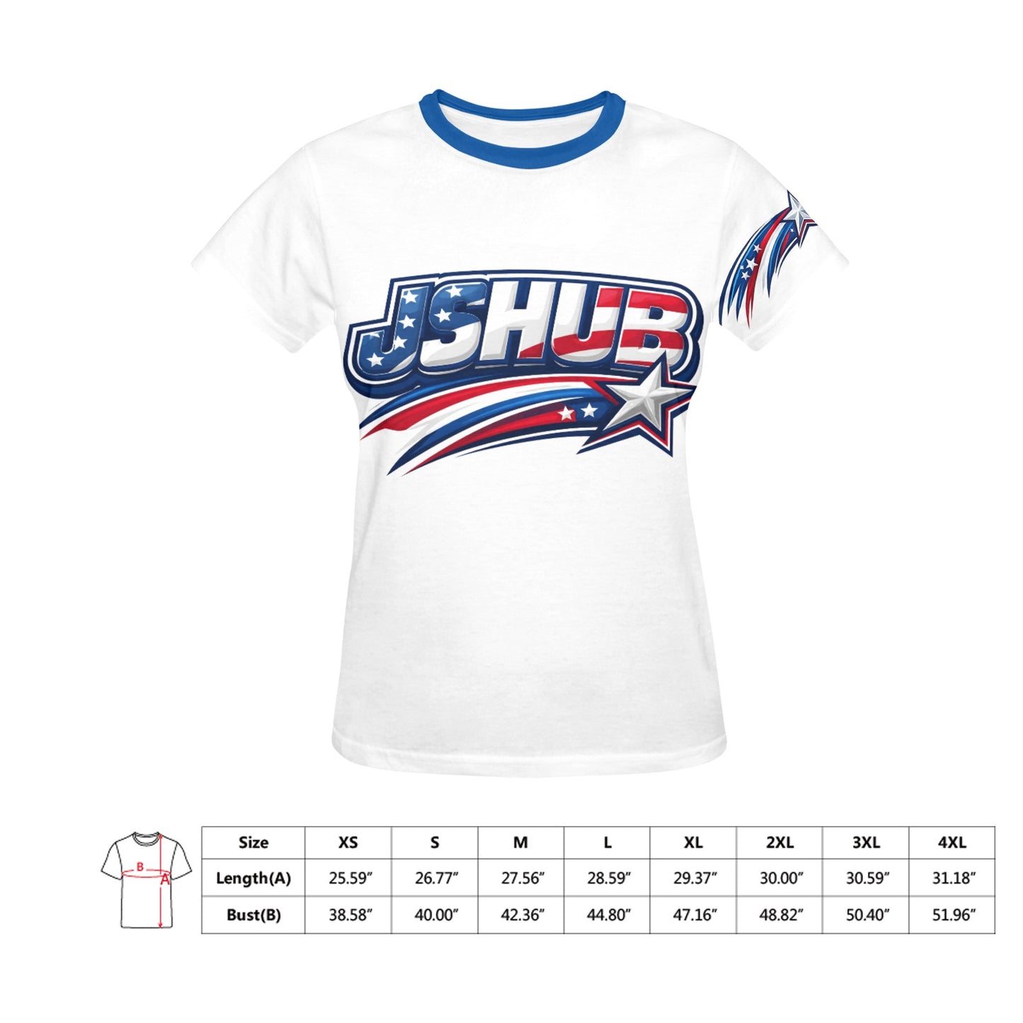 T Shirt USA Donna Bianca JSHUB Nation Winter 2026 Streetwear All Over