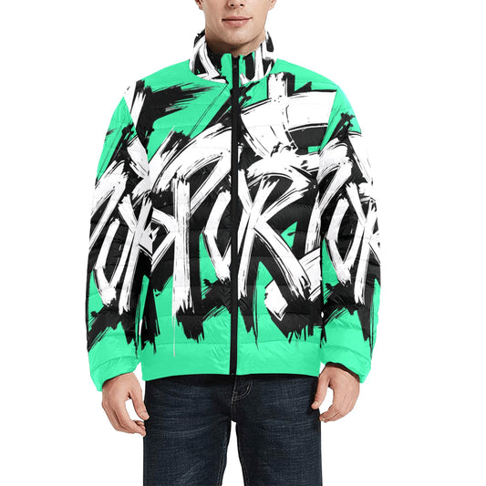 Giacca Bomber Uomo Collezione JSports Momo M03 Menta Mistica JSHUB – Base Medium Spring Green con Stampa All-Over Bianca Contornata di Nero