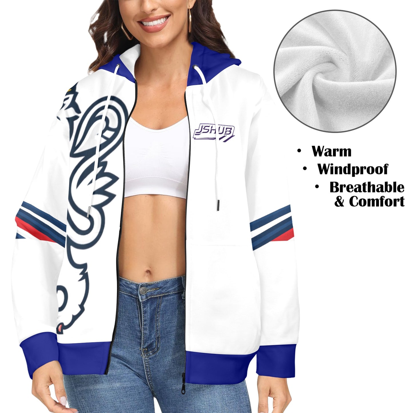 Felpa Donna Norway Tech Nordico Bianca Winter Nation 2026 JSHUB Zip Full