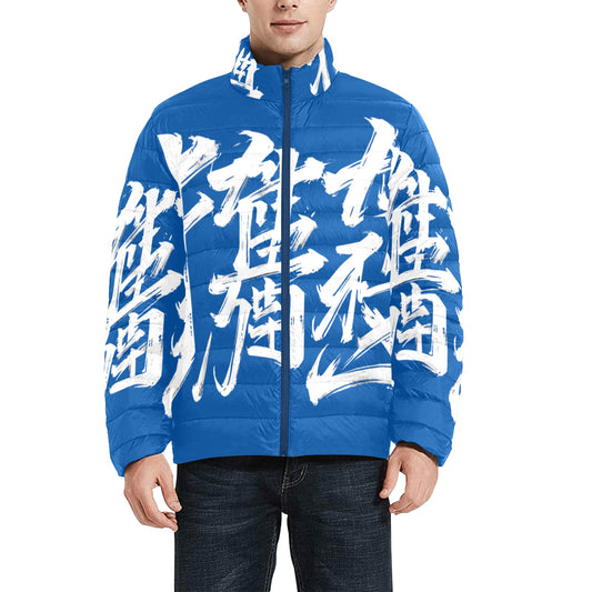 Giacca Bomber Uomo Collezione JSports Momo M06 Blu Profondo e Bianco Imponente JSHUB – Base Blu con Stampa All-Over Bianca