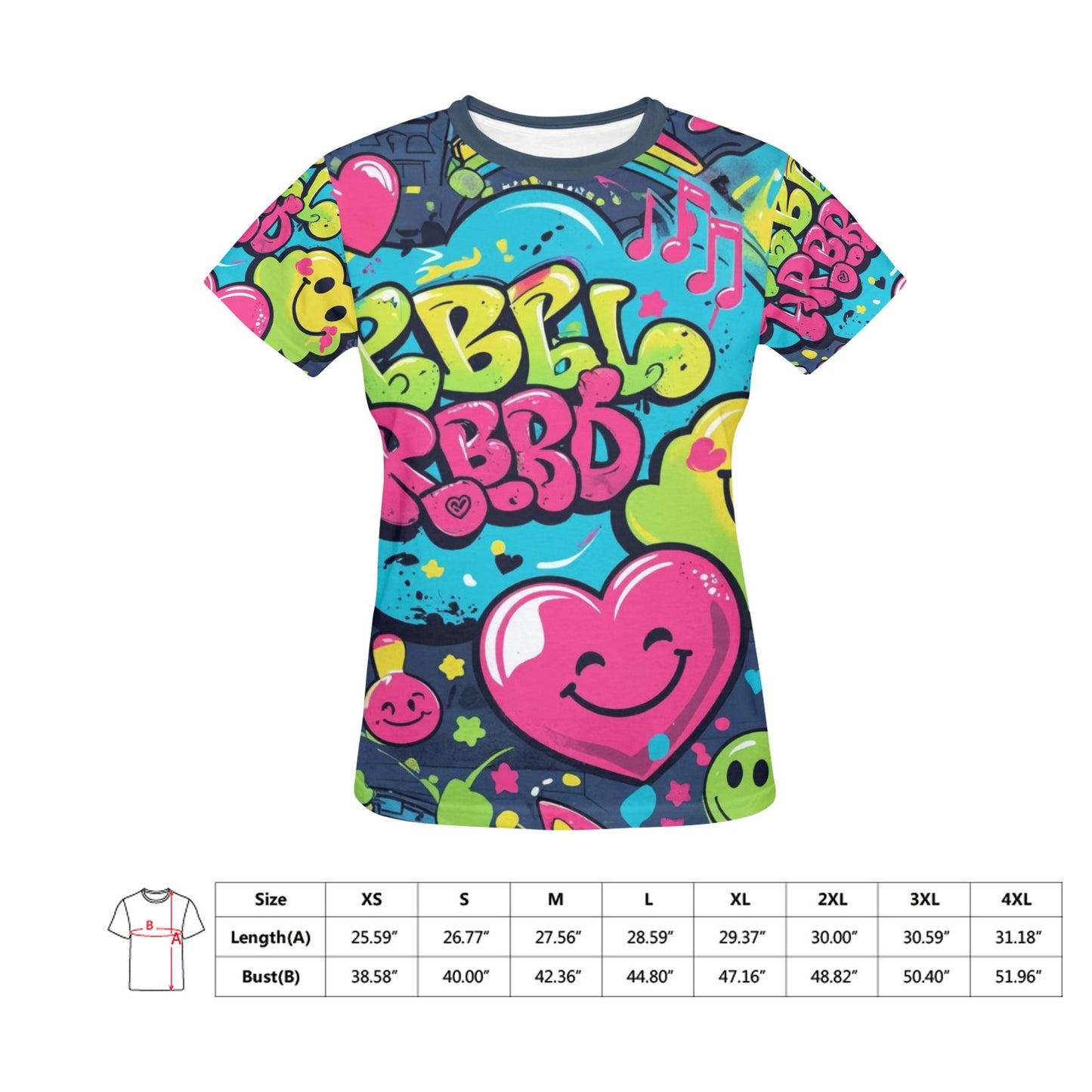 T-shirt Emoji Viber – Donna, Stile Cartoon Urban con Stampa All Over