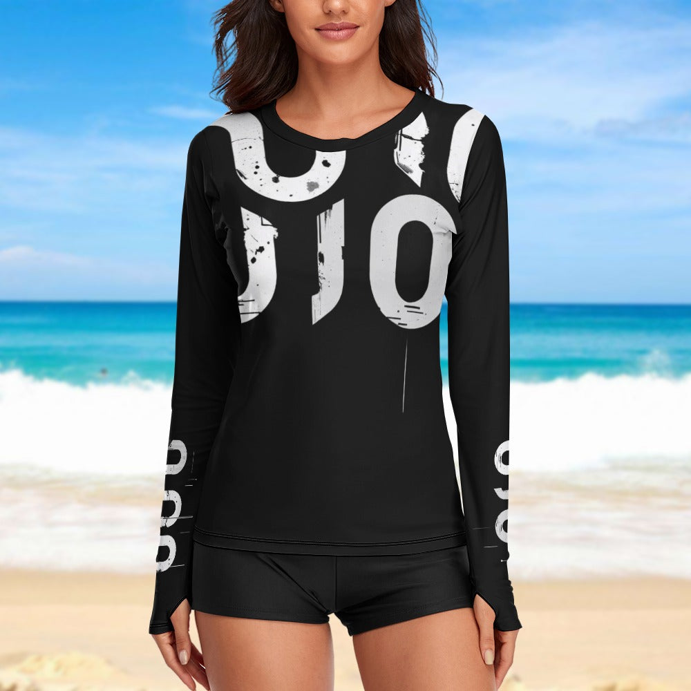 T-shirt Donna Aderente Manica Lunga “Concrete Echoes Icon” – Black Edition