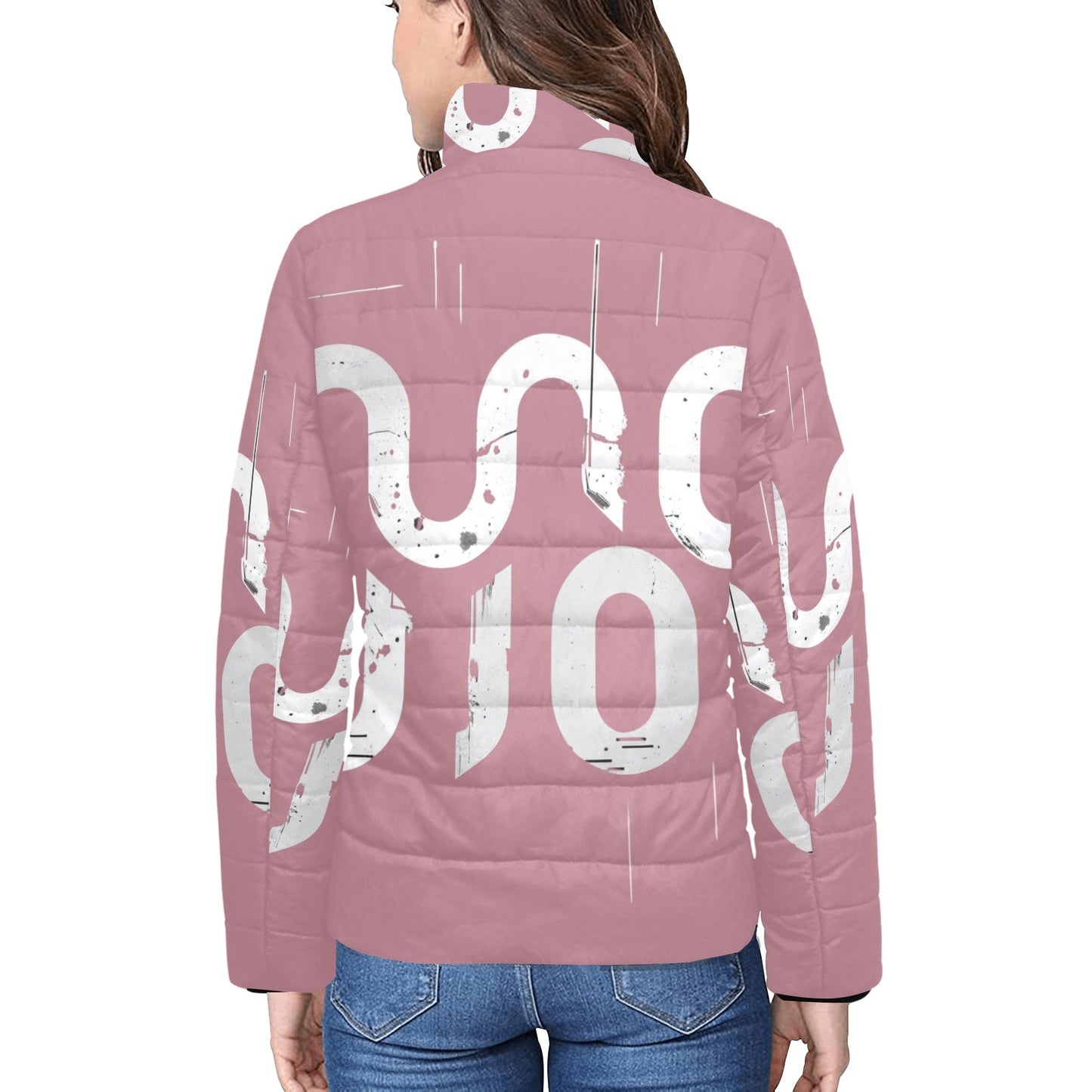 Giacca imbottita donna Rosybrown Concrete Echoes “Urban Static” colletto rialzato