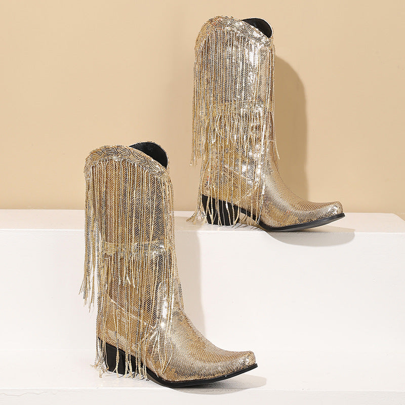 Stivali Bling Fringe Cowboy