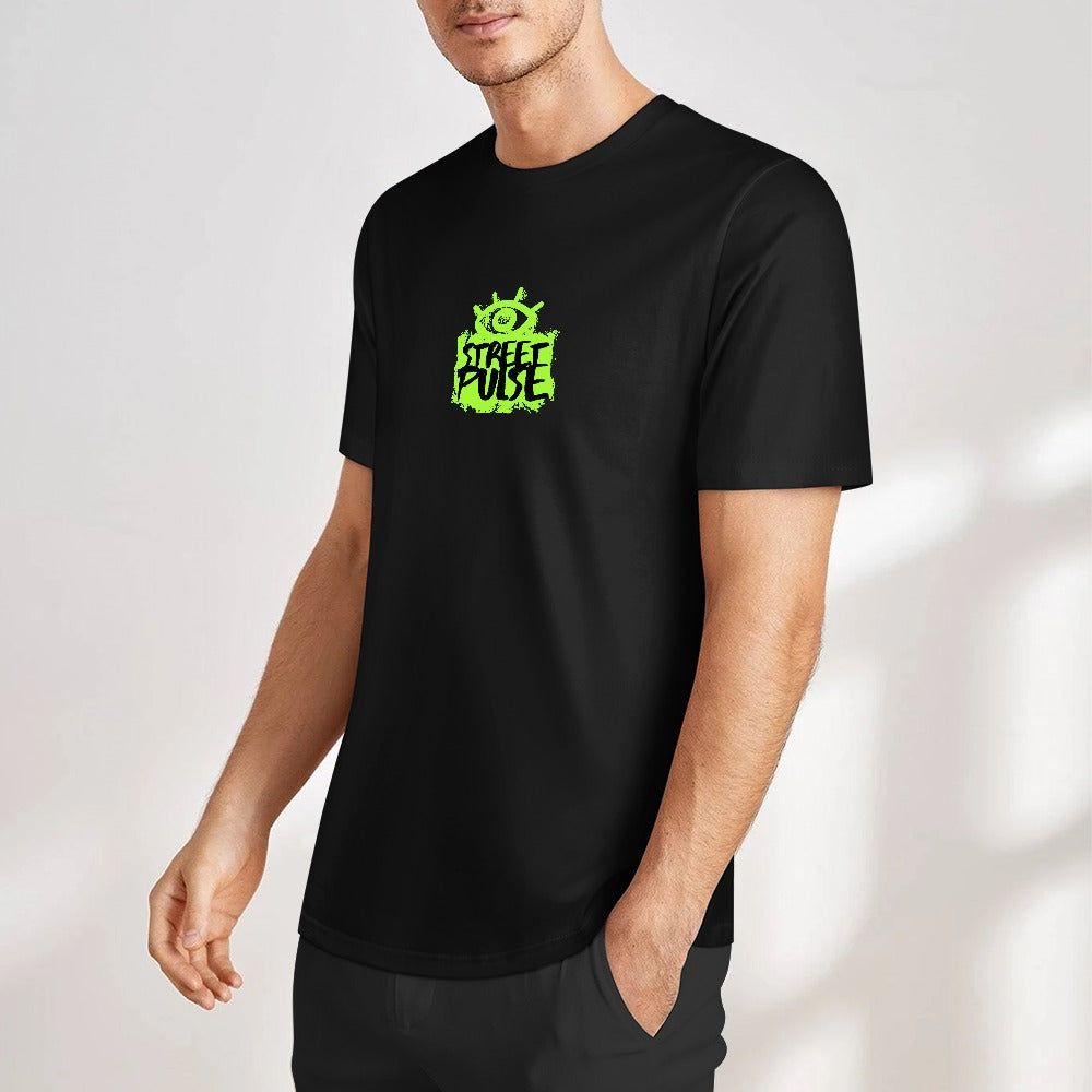 T-shirt uomo “JS Street Pulse” – Nera con logo verde lime