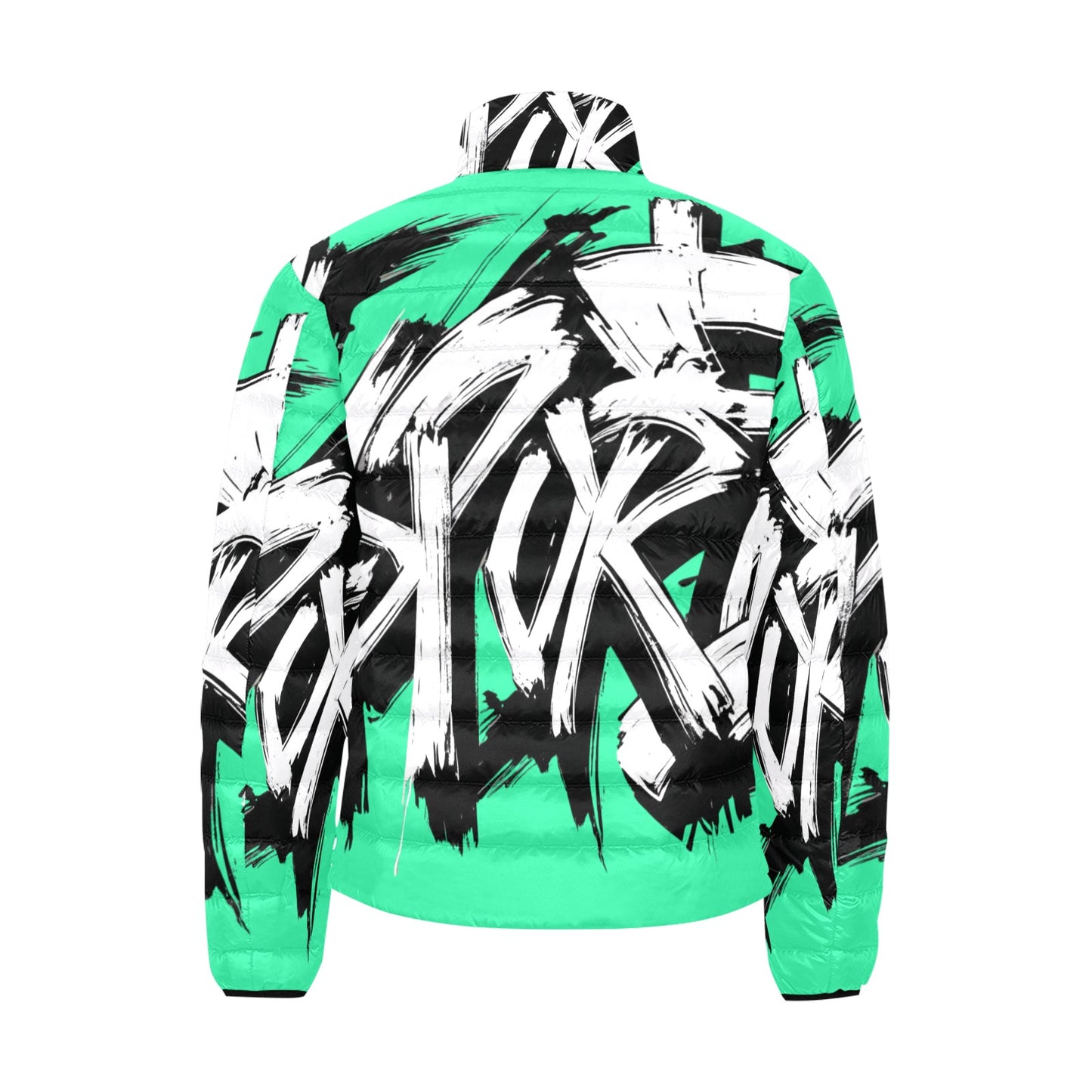 Giacca Bomber Uomo Collezione JSports Momo M03 Menta Mistica JSHUB – Base Medium Spring Green con Stampa All-Over Bianca Contornata di Nero