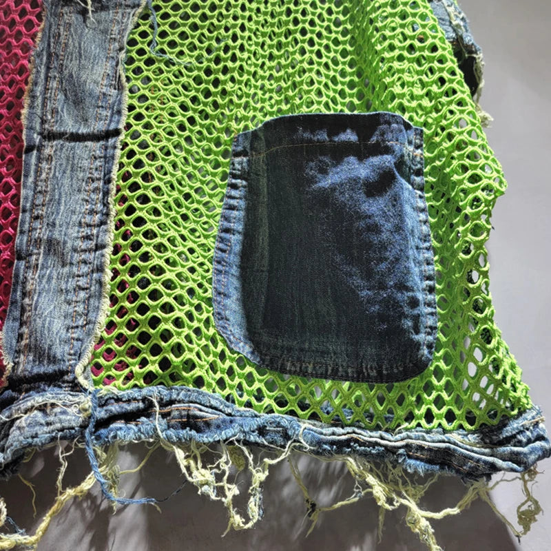 Tuta Street Patchwork Contrast Denim Set