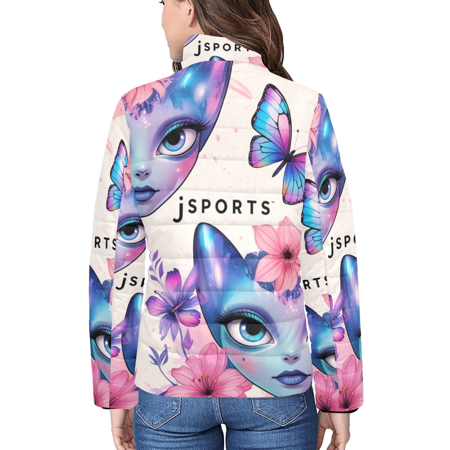 Giacca imbottita donna Dreamskin fisionomie aliene colletto rialzato