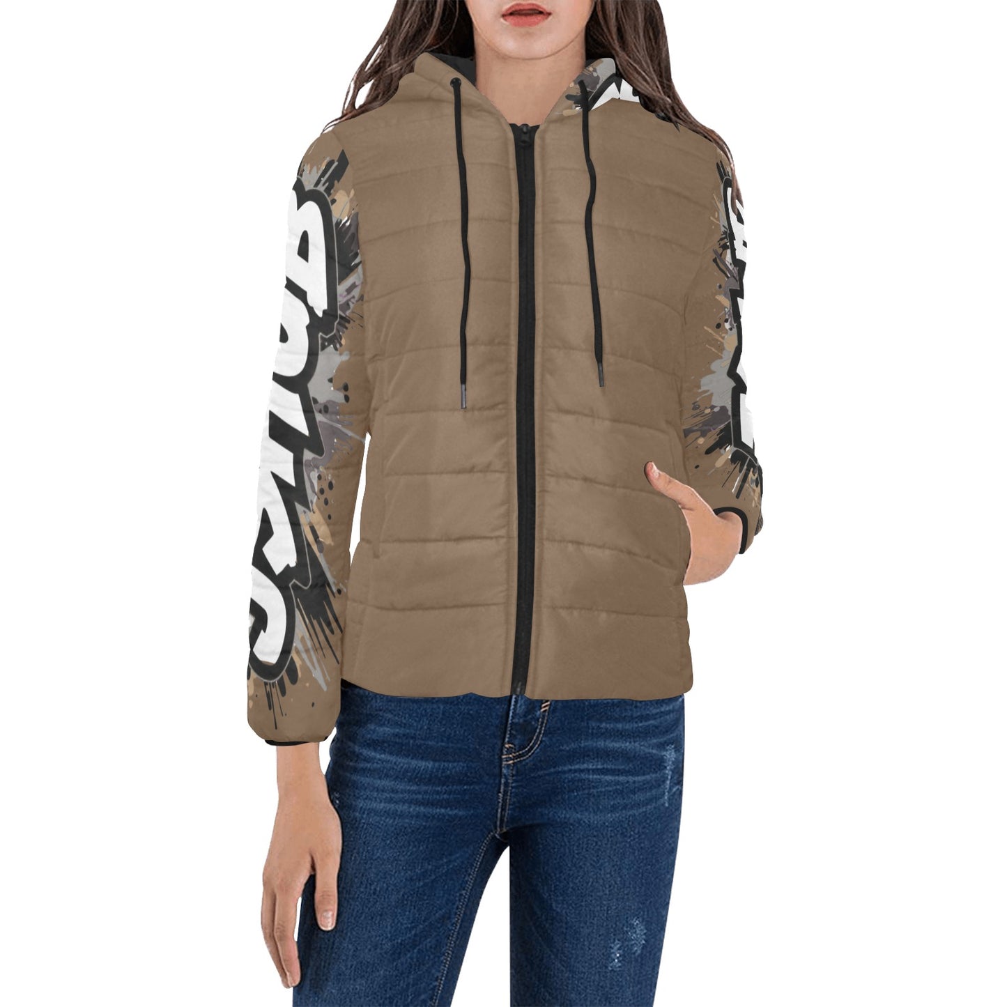 Giacca Imbottita con Cappuccio da Donna – Stampa All Over JSHub