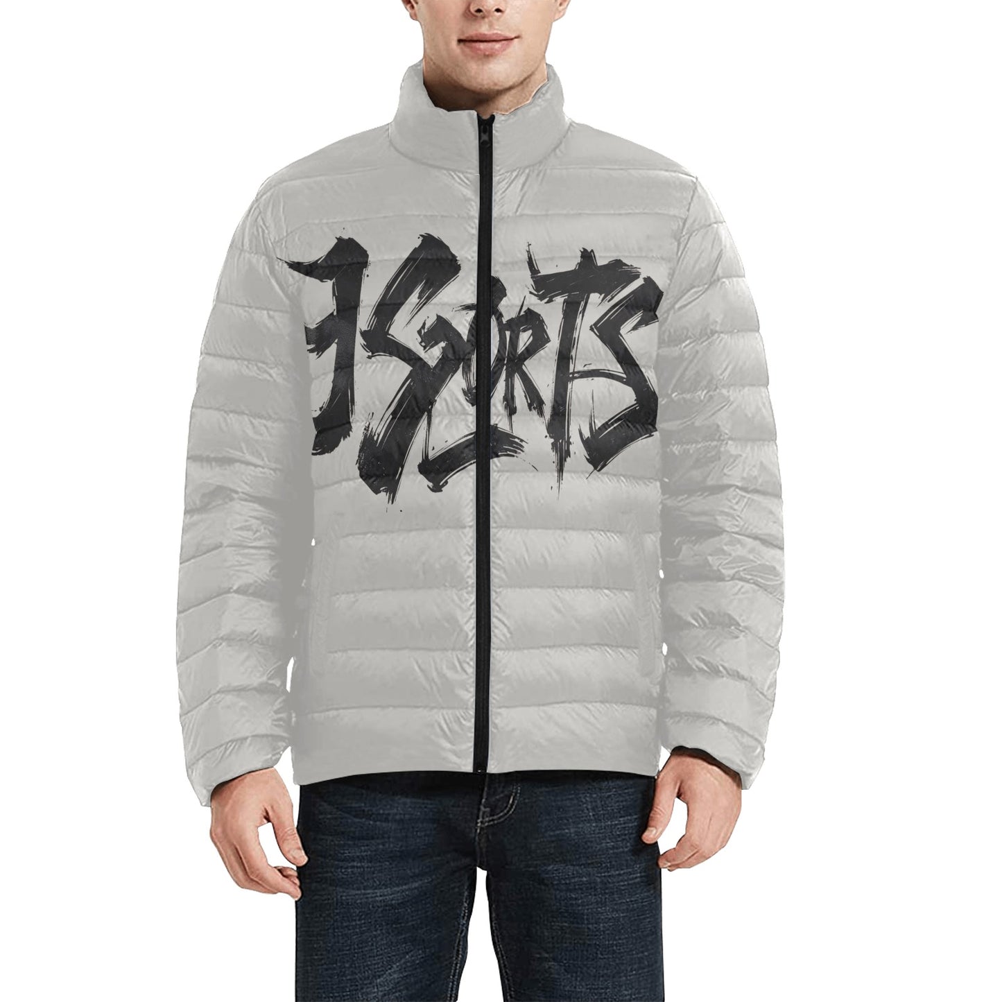 Giacca Bomber Uomo Collezione JSports K24 Ash Drift JSHUB – Base Grigia con Stampa Nera Centrale