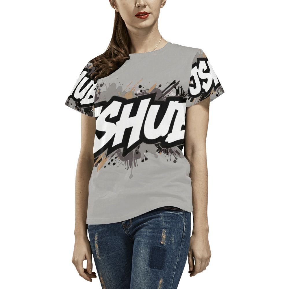 T-shirt Donna JSHub Urban Streetwear Graffiti Monochrome – Stampa All-Over