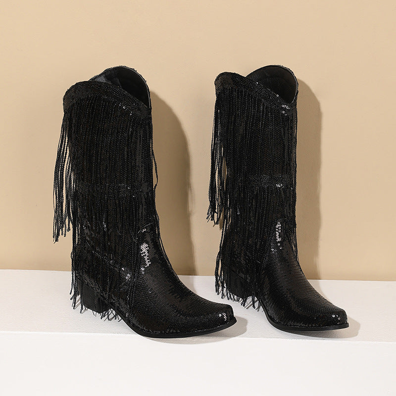 Stivali Bling Fringe Cowboy