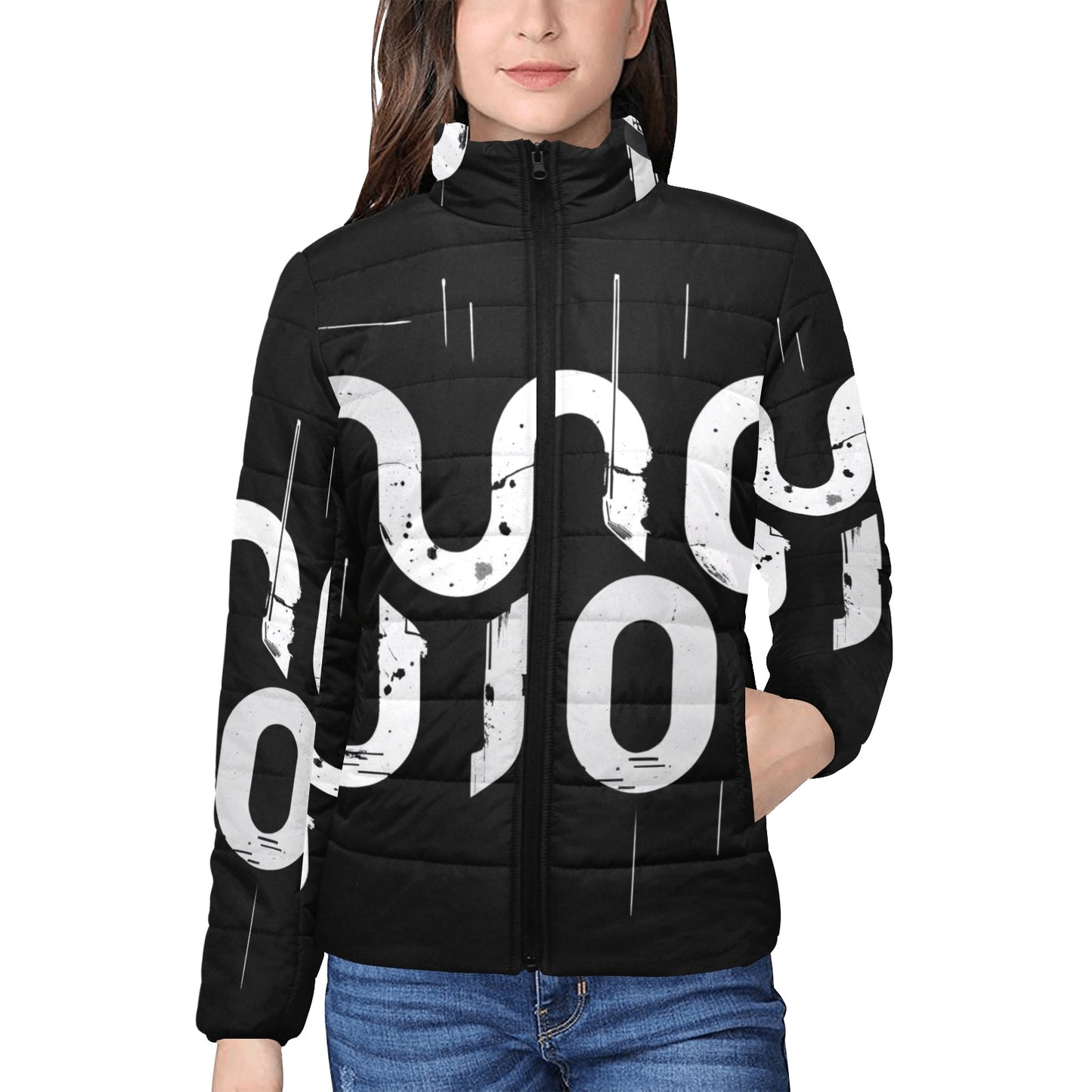 Giacca imbottita donna Concrete Echoes “Urban Static” colletto rialzato