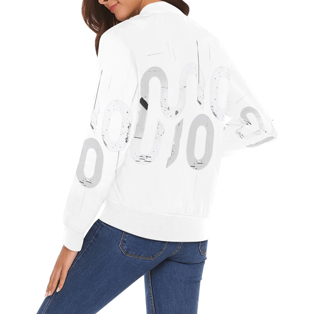 Bomber donna Concrete Echoes Urban Static bianco logo all-over streetwear