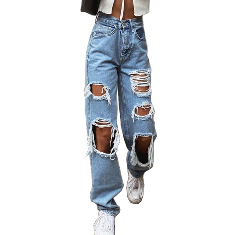jeans strappati wide leg