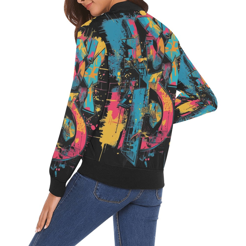 Bomber donna Concrete Echoes “Visual Riot” stampa all over streetwear