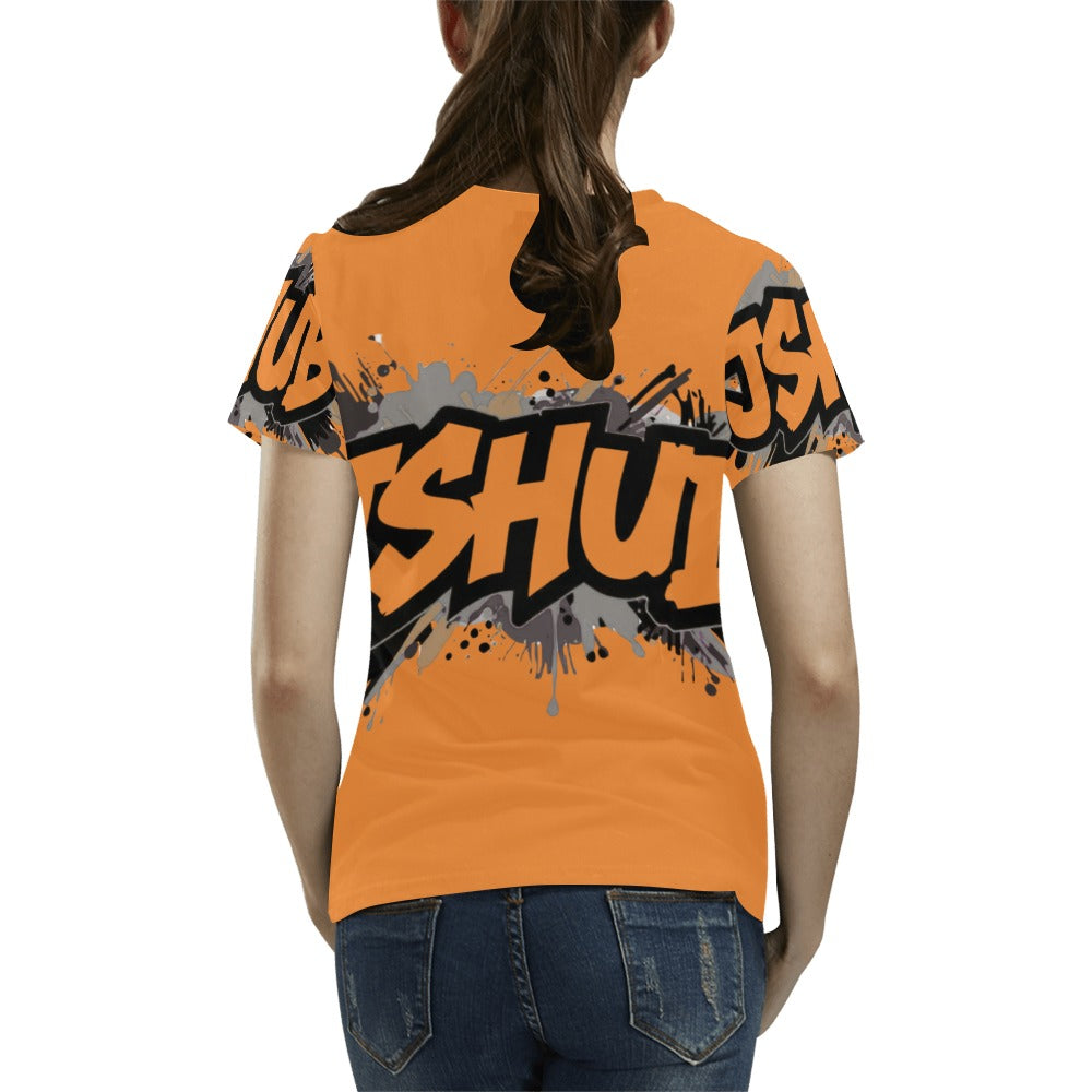 T-shirt Donna JSHub Urban Streetwear Graffiti Monochrome – Stampa All-Over