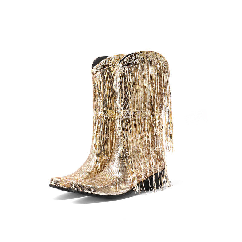 Stivali Bling Fringe Cowboy