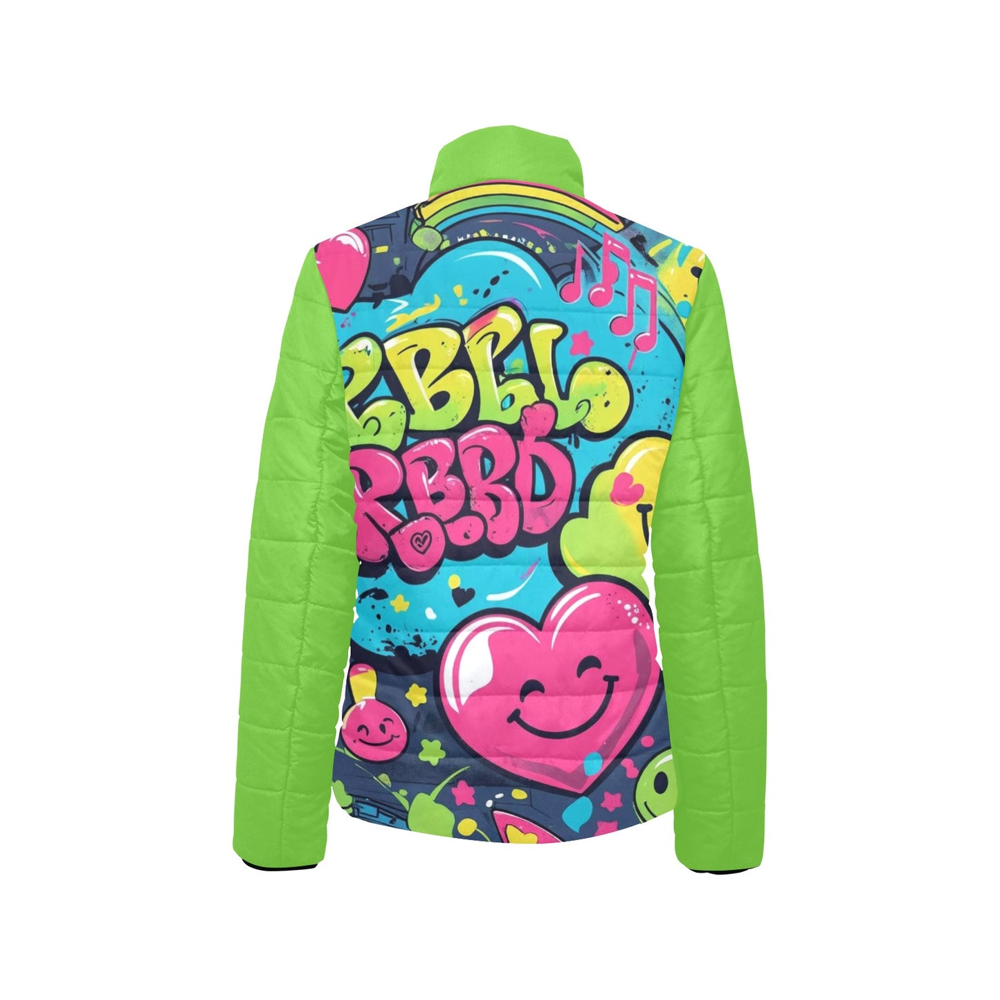 Giacca imbottita donna Viber City “Emotion Happiness” colletto rialzato multicolor
