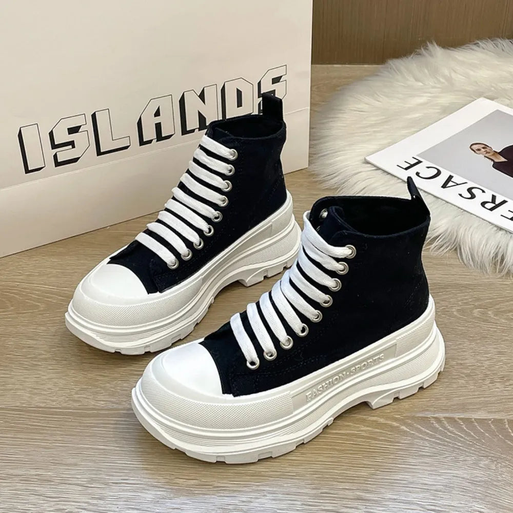 Sneakers Platform in Tela con Lacci
