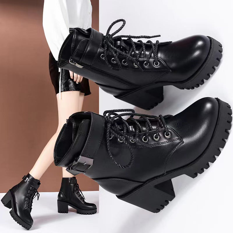 Stivali Martin Buckle Thick Sole
