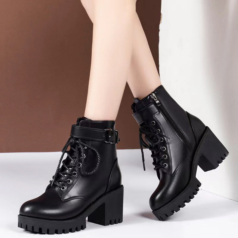 Stivali Martin Buckle Thick Sole