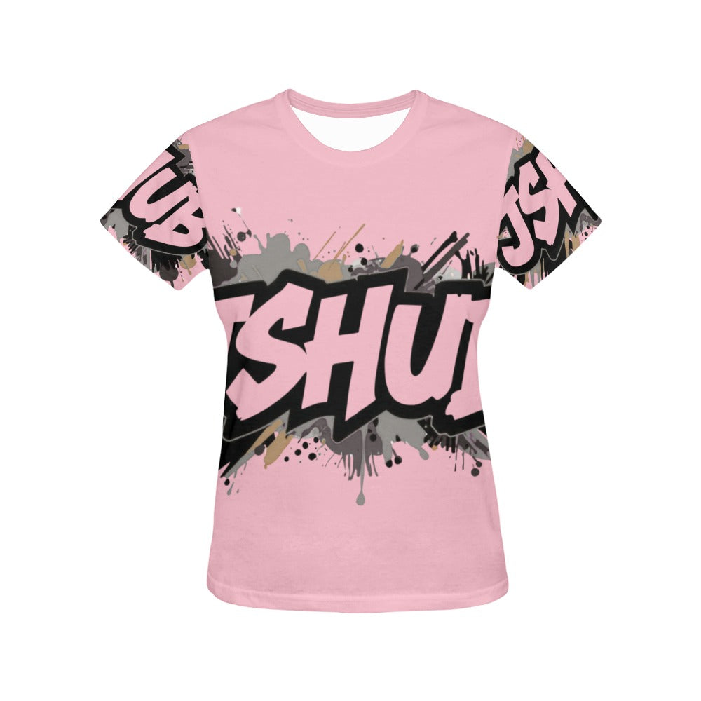 T-shirt Donna JSHub Urban Streetwear Graffiti Monochrome – Stampa All-Over